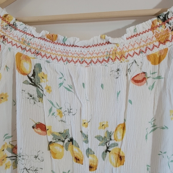 Maurices Womens Y2K Lemon Fruits Off Shoulder Cropped Top Sz M Cottagecore Boho - Picture 7 of 12